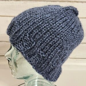 Hand-Knit Blue Beanie